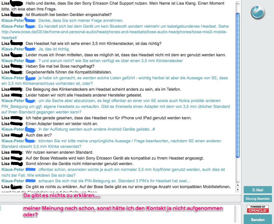 Anfang Chat SE Anfang des Chats