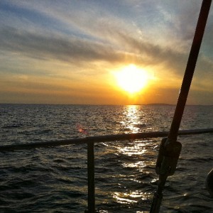 Sonnenuntergang an Bord